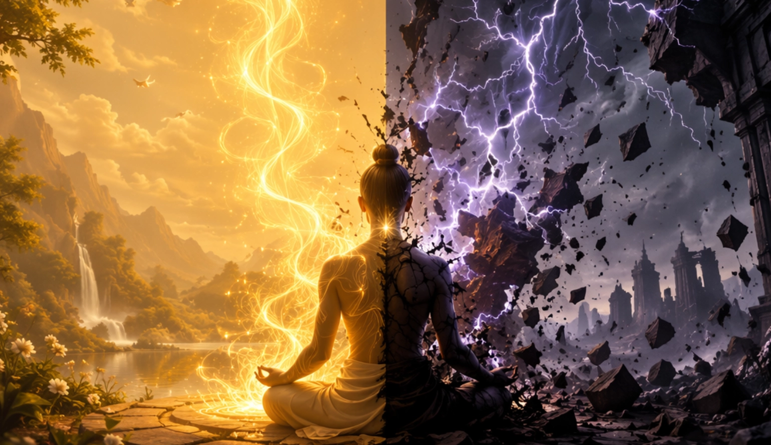 Seeker meditating on Kundalini awakening vs spiritual emergency at Nabatara Foundation