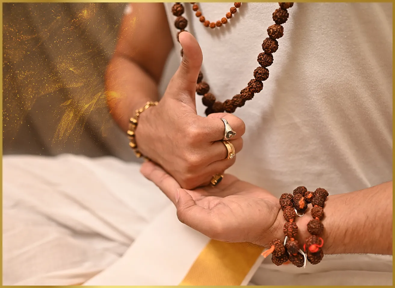 Artistic depiction of Shiva meditating, with Rudraksha beads forming from divine tears
