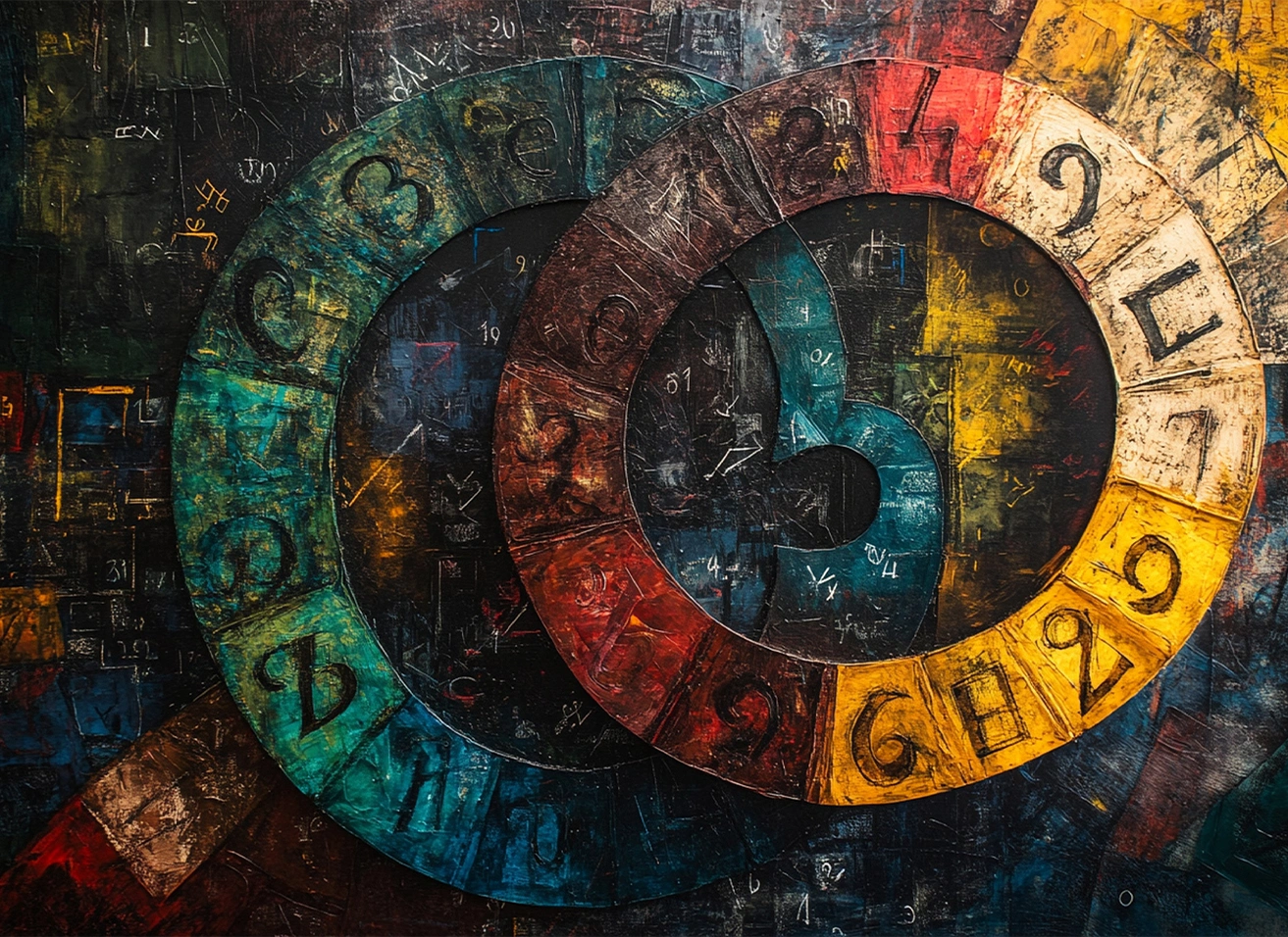 Astrology birth chart and numerology numbers representing cosmic energies influencing human destiny