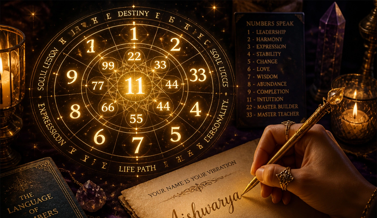 Ancient Chaldean numerology chart showing name correction principles with Nabatara Institute's sacred guidance