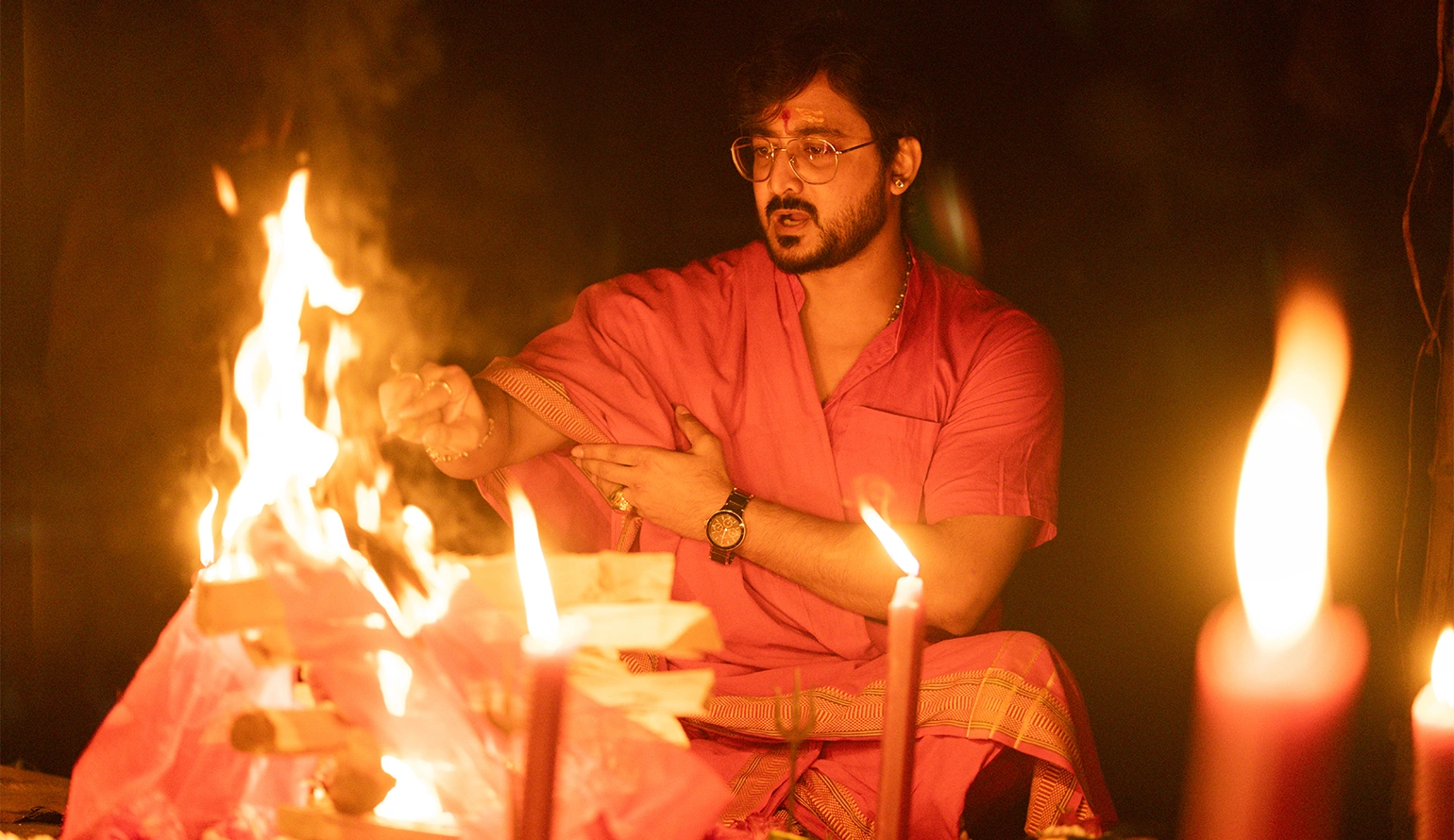 A sacred fire ritual demonstrating the science behind Havan and Yagya at Nabatara Foundation